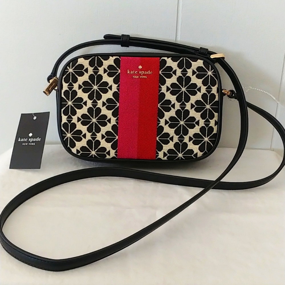 Kate Spade Flower Jacquard Stripe Crossbody Bag
